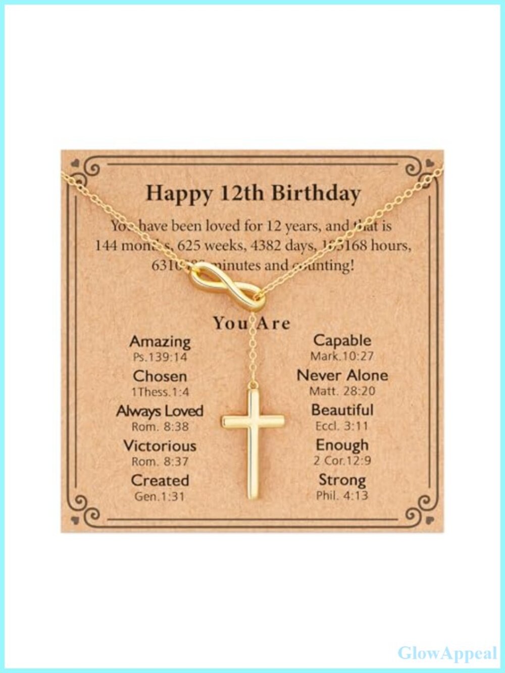 14K Gold Plated Cross Necklace 16+3 Inch Birthday Jewelry Gift for Her